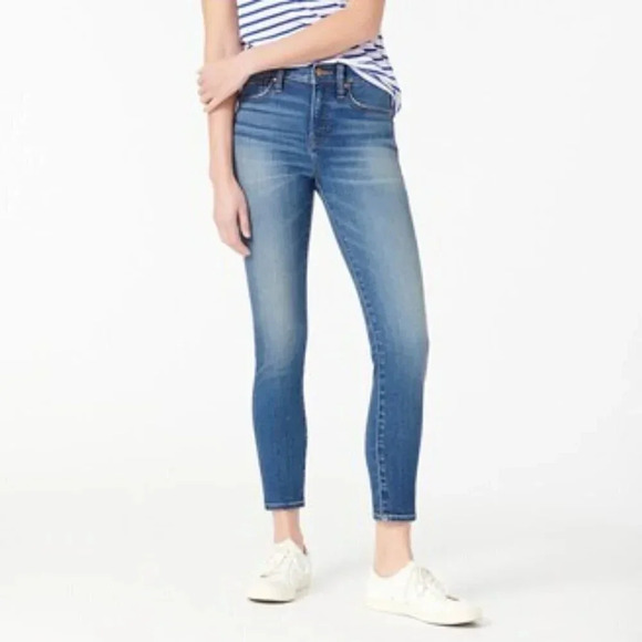 J.Crew 9" High-rise Toothpick  Jeans In Medium Wash - Picture 1 of 13